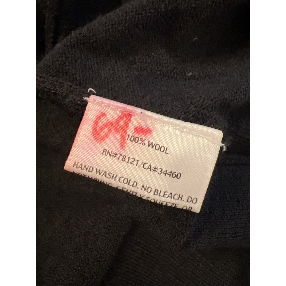 Eileen Fisher Black 100% Italian Wool Open Front Cardigan Sweater Large L - Picture 6 of 6
